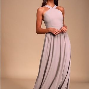 Lulu’s Air of Romance Maxi Dress in Taupe